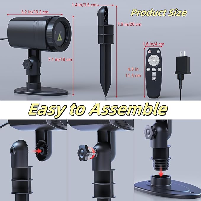 Christmas Projector Lights Outdoor, Firefly Show Decorations, Red and Green Stars Holiday Lights, Waterproof Remote Timer, Garden Indoor Wedding Home Party Gift