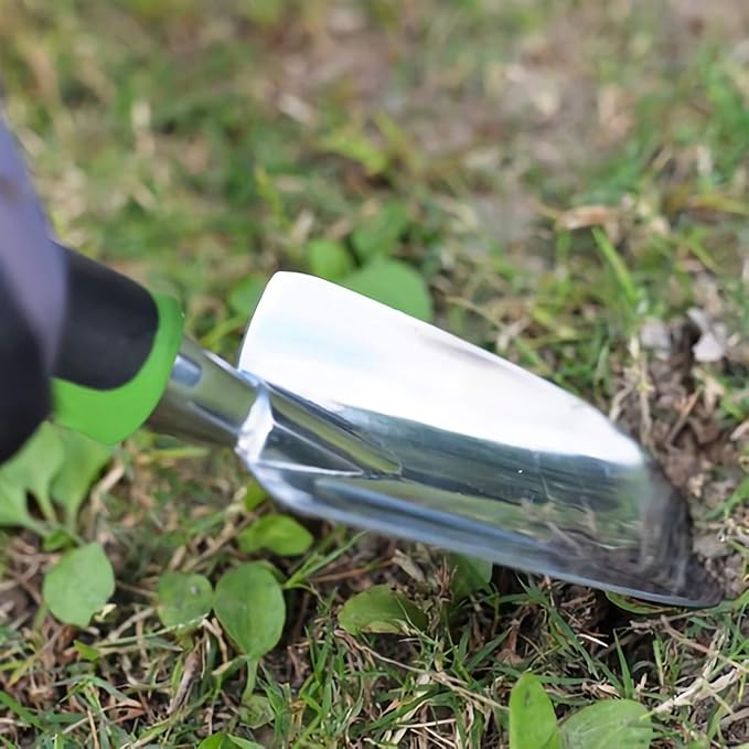 Garden Trowel - Stainless Steel - Ergonomic Grip Hand Tools Set with Soft Rubberized Non-Slip Handle for Transplanting, Weeding, Moving and Smoothing Digging & Planting