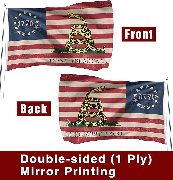 Don't Tread On Me Flag 1776 Flag 3x5 Ft Retro American Flag Polyester Double Sided Mirror Printing Outdoor House Patriotic Banner Decorate