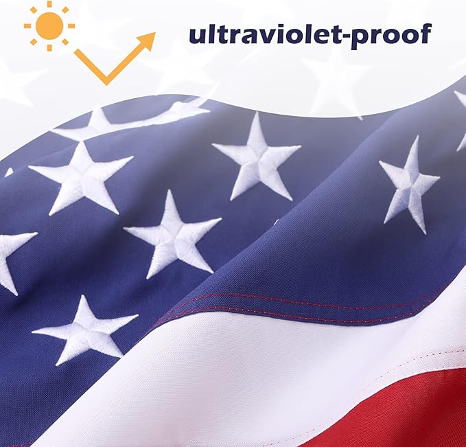 American Flag 10x15 Ft Deluxe Water Resistant Series Made From Heavy Duty Super Tough Spun Polyester/Embroidered Stars/Sewn Stripes/Brass Grommets,US Flags Perfect for Outside