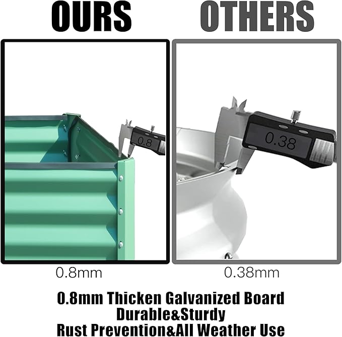 Domi Galvanized Raised Garden Bed, Outdoor Planter Garden Boxes Large Metal Planter Box for Gardening Vegetables Fruits Flowers, Green (8x4x1.5ft)