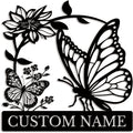 Custom Butterfly Metal Sign,Personalized Butterfly House Number Signs,Personalized Gardener Name Sign,Garden Patio Wall Decor (Style-5)
