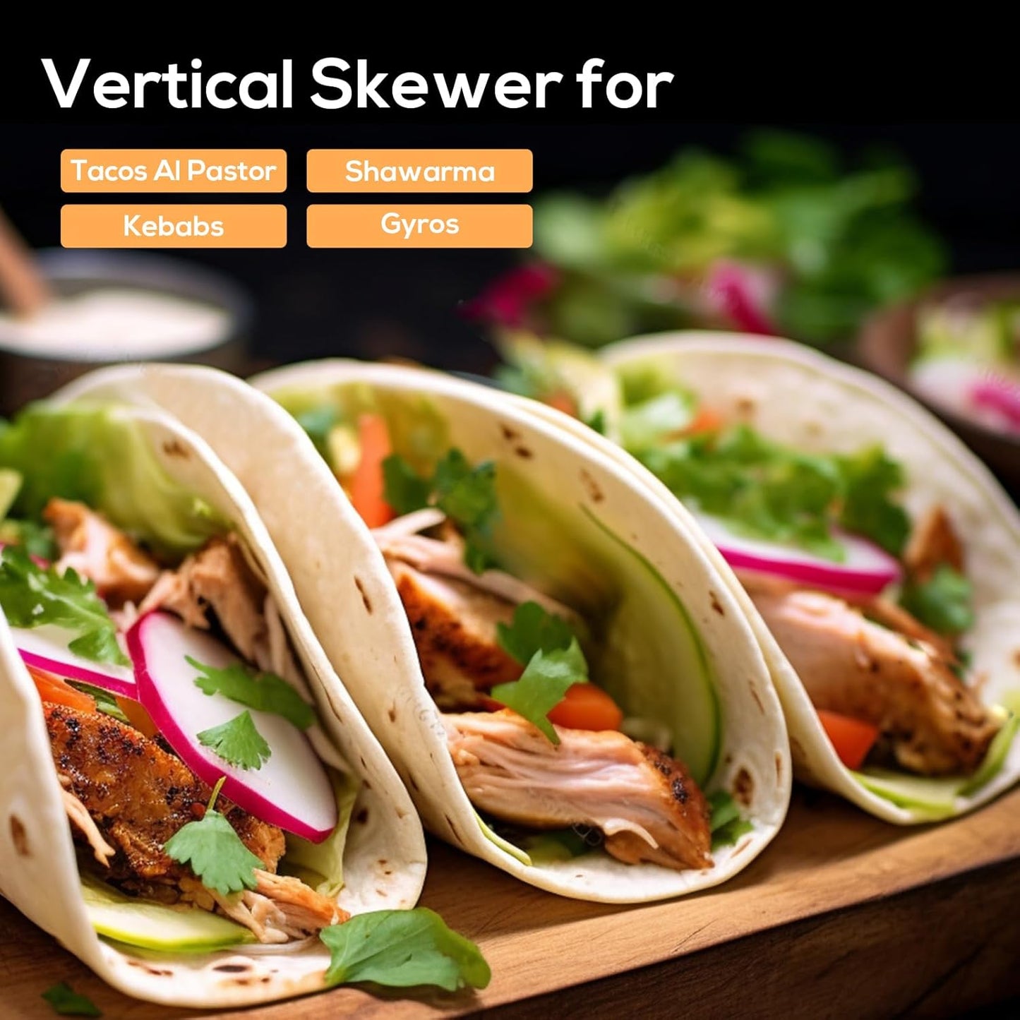 Fengzhe Al Pastor Skewer for Grill：Stainless Steel Vertical Skewer, Brazilian Spit Stand with 3 Spikes,2 Brushes,Ideal for Tacos Al Pastor,Shawarma, Kebabs on Smoker, Oven,with Fat Separator Tray