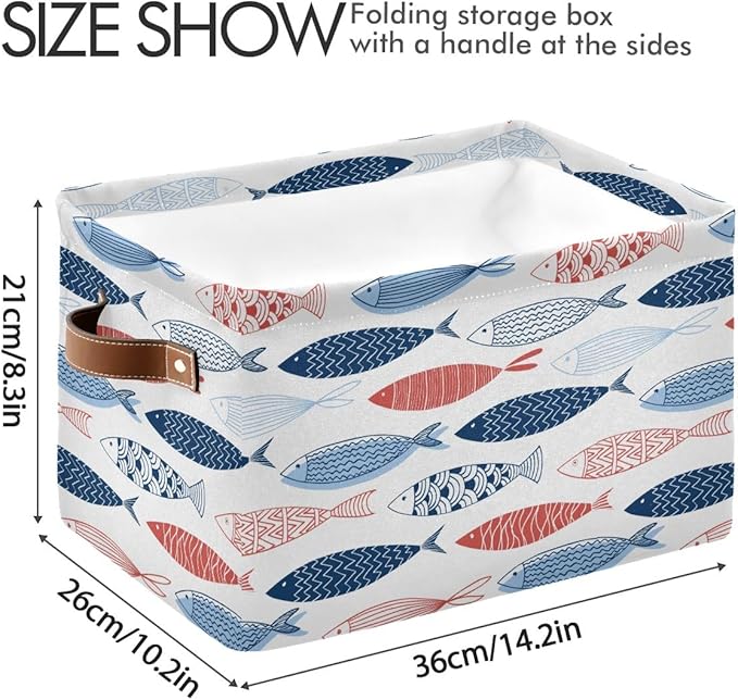 Fish Rectangular Storage Basket Organizer Bin Shelf Baskets For Clothes Gifts For Home Office Dorm