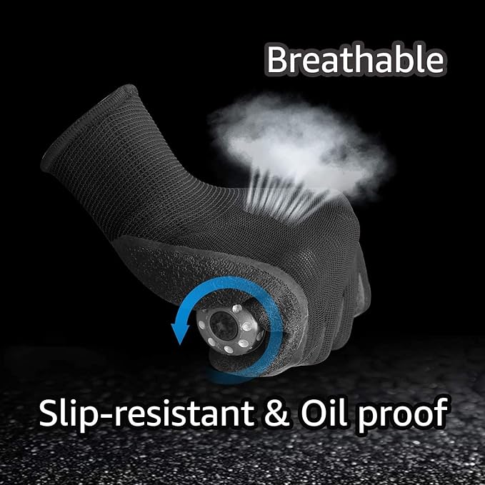 Evridwear Crinkle Latex Rubber Hand Coated Safety Work Gloves for Men Women General Multi Use Construction Warehouse Gardening Assembly Landscaping (XS-Size) 12 Pairs Pack