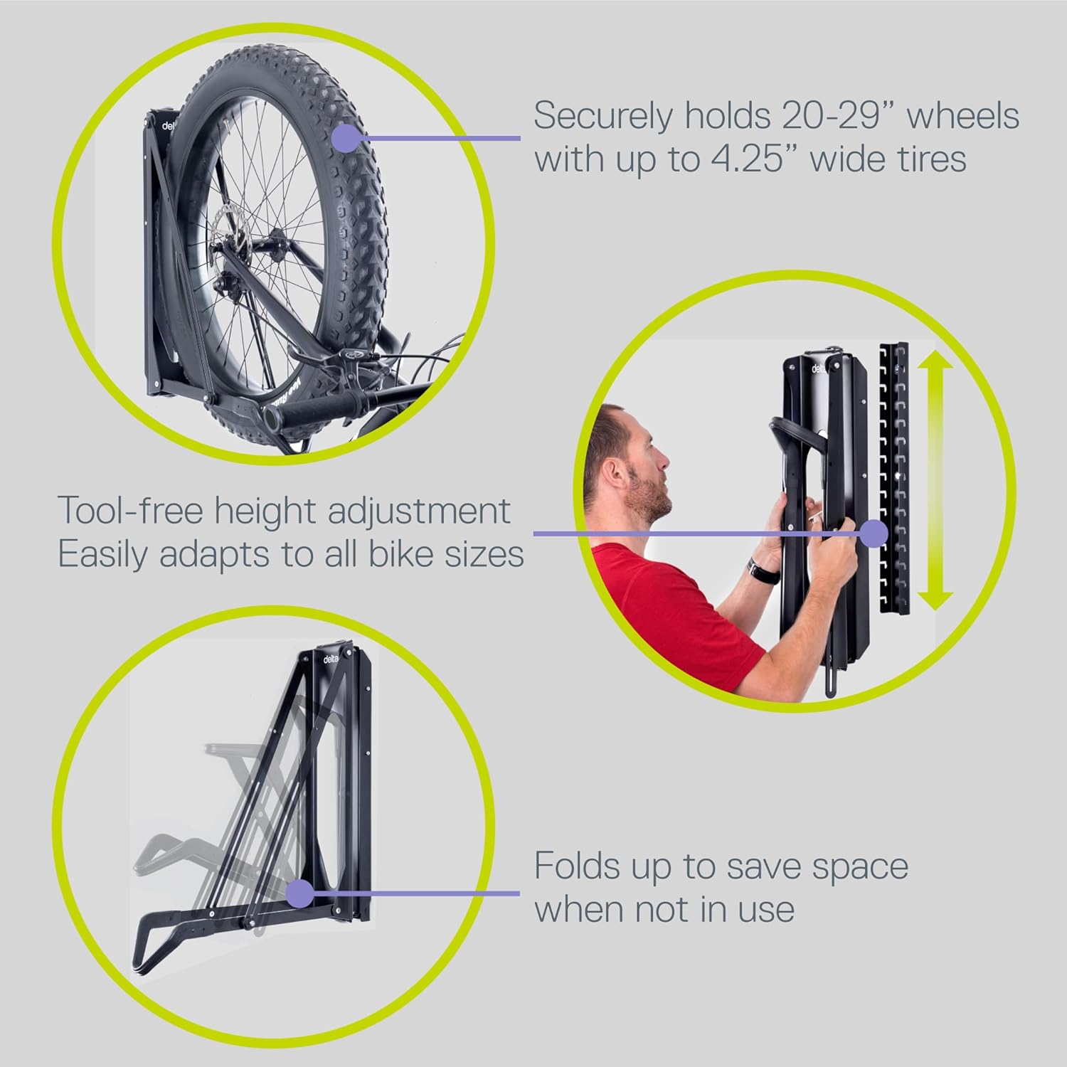 Pivot Bike Storage Rack by Delta Cycle - Bike Rack Garage Wall Mount Swivels to Save Space - No Lifting Required Vertical Bike Rack - Indoor Bike Storage Wall Hanger Holds Up to 100 lbs