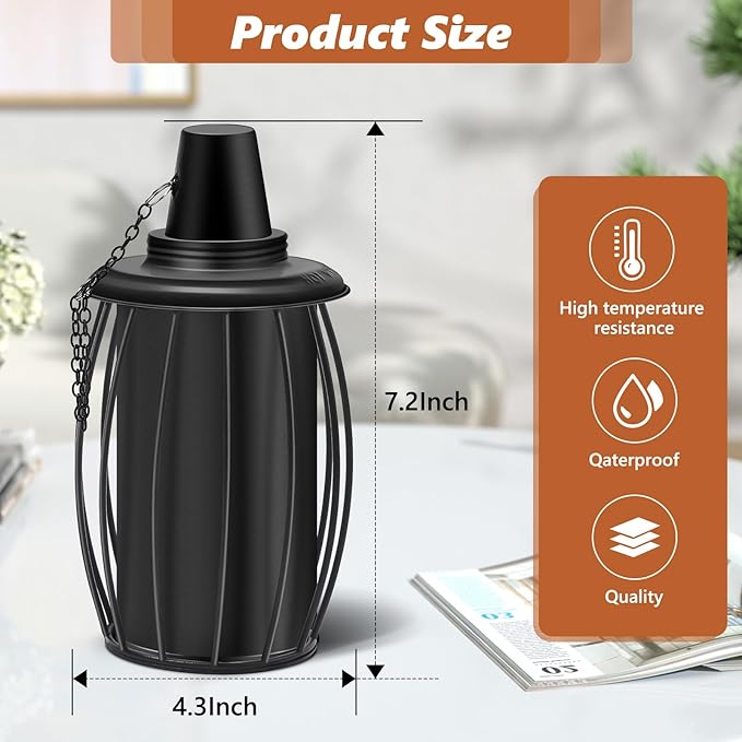 4-Pack Upgraded Torch Canisters,16oz Replacement Torch Refillable Canisters with Wicks,Caps, Outdoor Citronella Fuel Torch Canister for Luau Party, DIY Garden Decor.