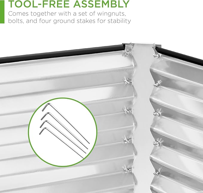 Best Choice Products 8x4x2ft Outdoor Metal Raised Garden Bed, Deep Root Planter Box for Vegetables, Flowers, Herbs, and Succulents w/ 478 Gallon Capacity - White