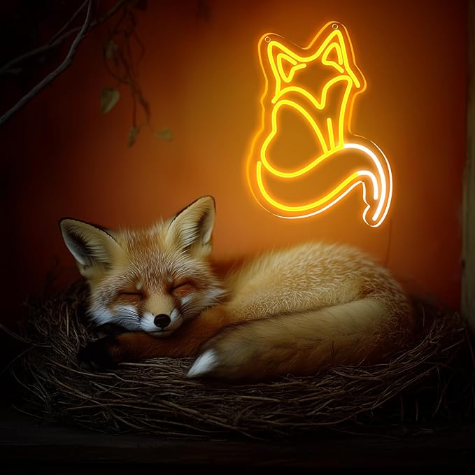 Fox Neon Signs, Fox LED Light for Wall Decor, Dimmable Neon Fox Sign Animal Sign for Fox Lovers Bedroom Living Room Bar Club Art Decor Gifts(14.2 x 9.4 inches) ﻿