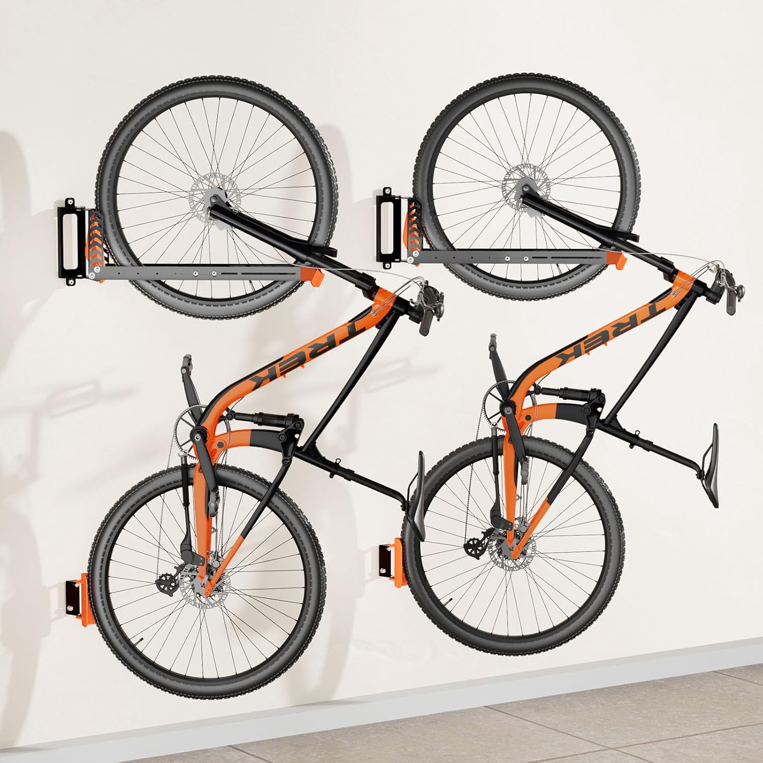 2-Pack Swivel Bike Rack Wall Mount, Bike Hangers for Garage, Space-Saving Vertical Bike Holder, Holds up to 77 lbs, Bicycle Wall Hanger Storage, No Heavy Lifting Required Indoor Hanging Bike Rack