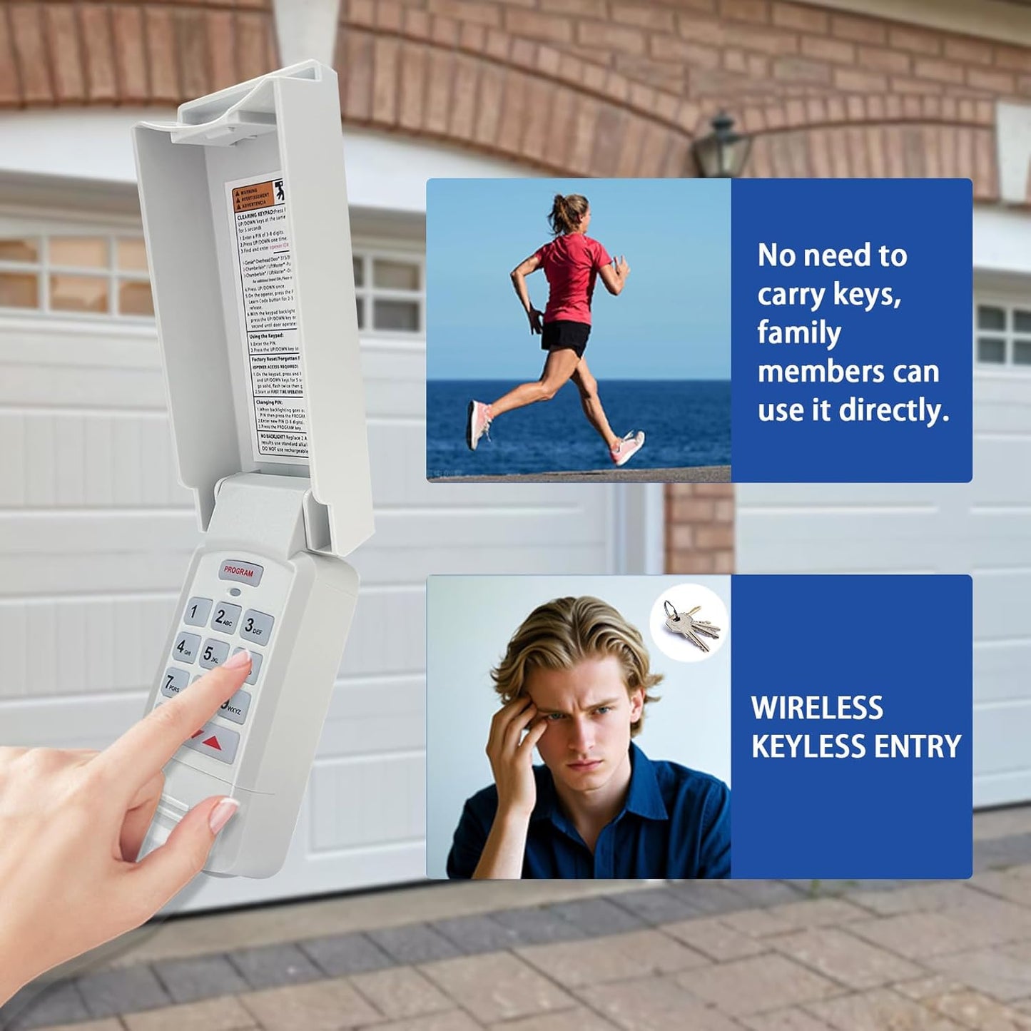 for Genie Garage Door Opener Keypad Compatible with All Genie Intellicode Overhead Door Codedodger and Dip Switch Opener for 1995-Current Models 315/390MHZ Wireless Keyless Keypad Replacement