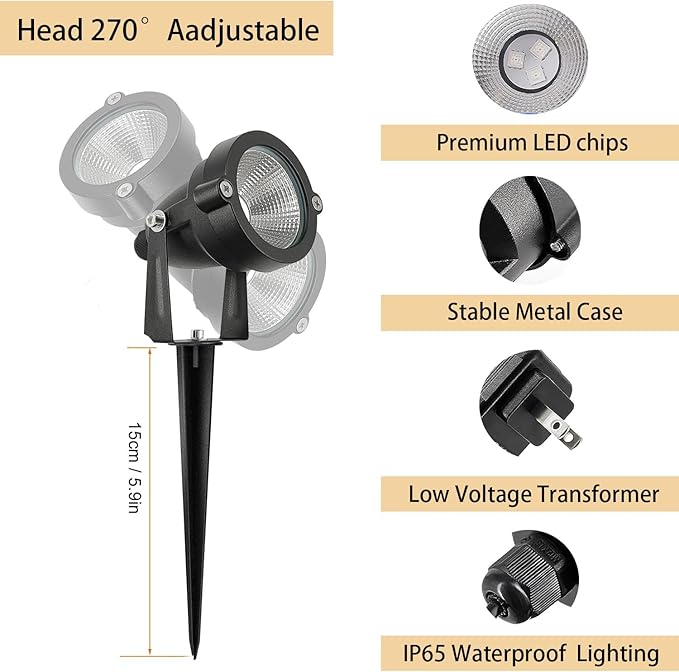 Christmas Outdoor SpotLights with Timer, 10W IP65 Waterproof Metal Landscape Lights Remote Colored Spot Lights RGB Color Changing Spotlight for Outdoor Yard Garden Lawn(2 Lights)