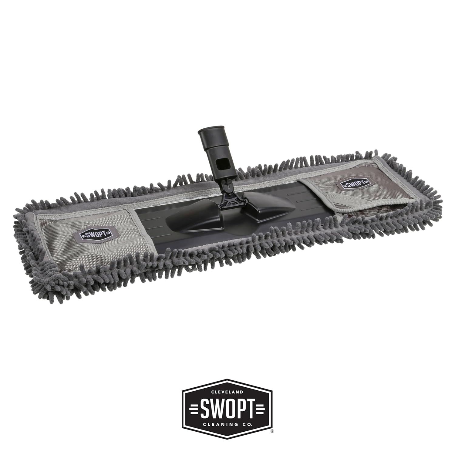 SWOPT 24” Microfiber Dust Mop, Angle Broom + 48” & 60" Steel Handles, Combo — Cleaning Heads with Long Handles Interchangeable with All SWOPT Cleaning Products — Clean Hard-to-Reach Areas