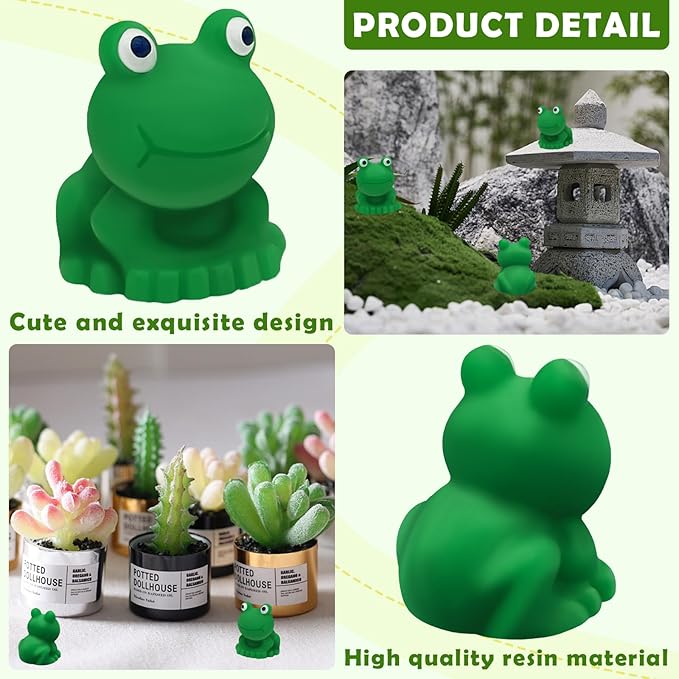 80Pcs Mini Frogs Resin Tiny Frogs Miniature Decoration Figurines Ducks Dollhouse Garden Decor Plastic Mini Animals Micro Landscape Ornament Cake DIY Craft