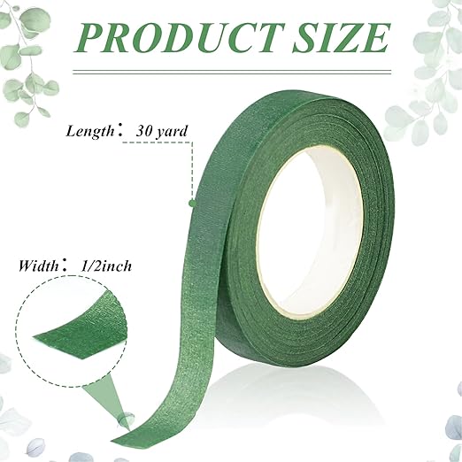 Phinus 9 Rolls Floral Tape, 1/2 Inch x 30 Yard Flower Tape, Green Floral Tape for Floral Crafts Supply, Bouquet Stem Wrapping, Wedding Bouquet (Dark Green and Green)