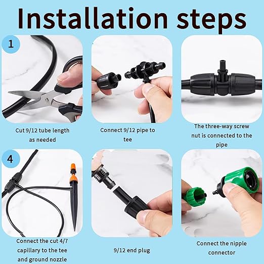 49.21 FT Garden Automatic Watering Irrigation System, Spray drip Irrigation Atomization Integrated Home Gardening Irrigation System, Garden Watering System Adjustable Flexible Nozzle Sprayer System