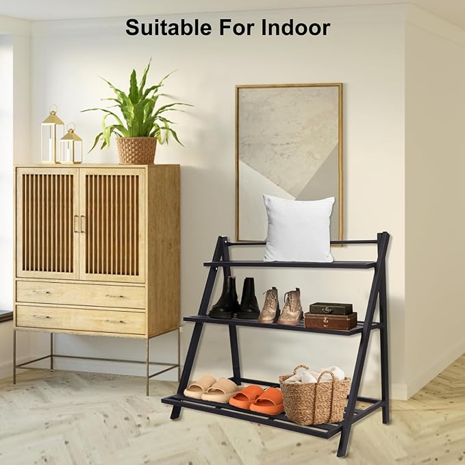 Aluminum Plants Shelf Outdoor, Multiple Flower Holder Rack, Metal Plant Stands Home Decor for Balcony Living Room Patio Garden (3-Tier)