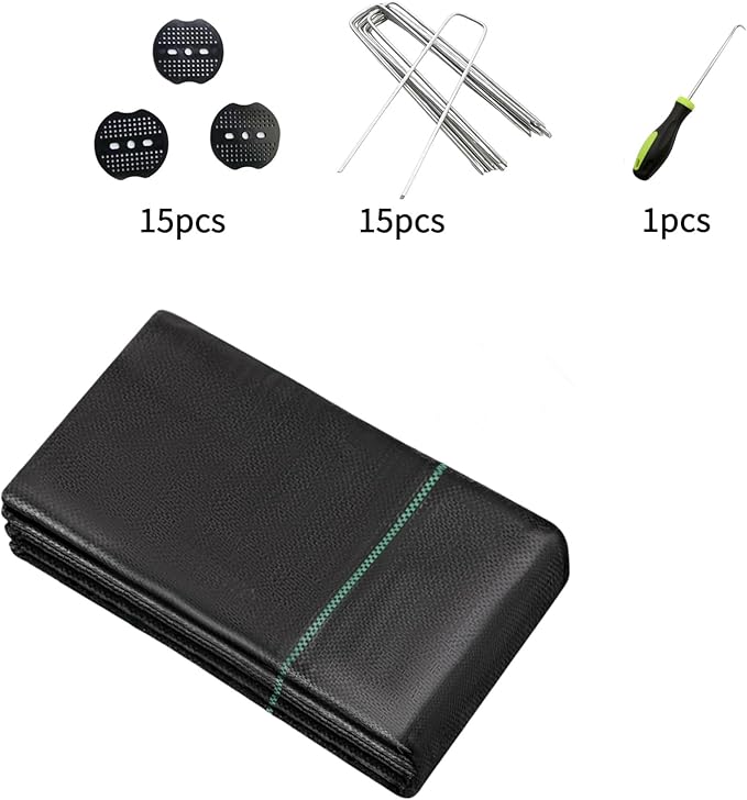 3x100ft 3.2OZ,Weed Barrier Landscape Fabric Heavy Duty, Woven Weed Control Fabric, High Permeability Good for Flower Bed, Geotextile Fabric Underlayment, Driveway (6.5ft*32ft)