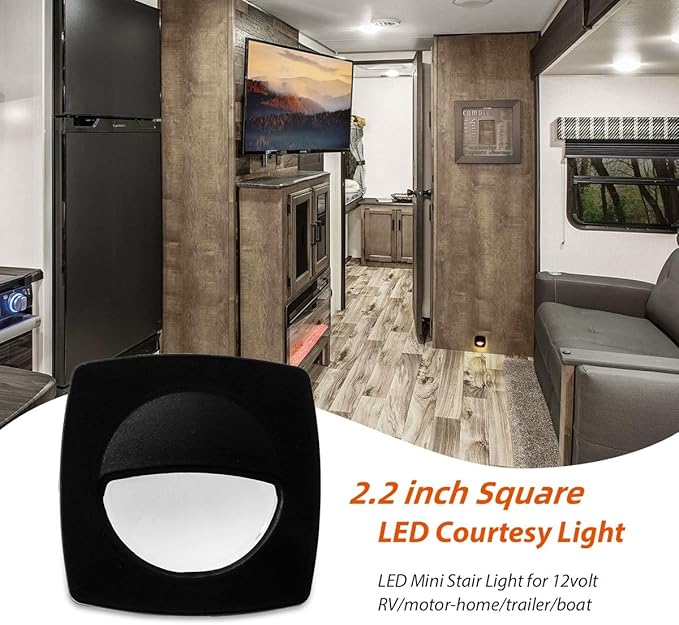 Dream lighting 12 Volt Black Waterproof LED Courtesy/Deck/Landscape Lighting Fixture for RV, Marine, Boat, Recessed Mount 0.15 Watt, IP65 Warm White Pack of 6