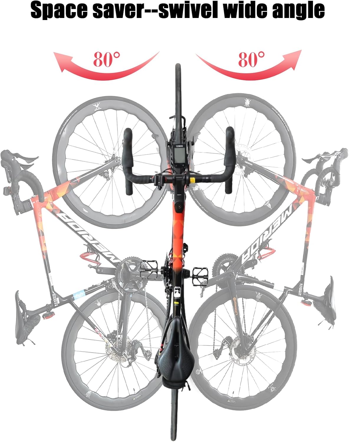 Bike Wall Mount Vertical, Swivel Bike Hangers For Garage, Bike Rack Garage Wall, Bicycle Hooks, Garden Indoor Outdoor Storage, All Metal (4Pack)