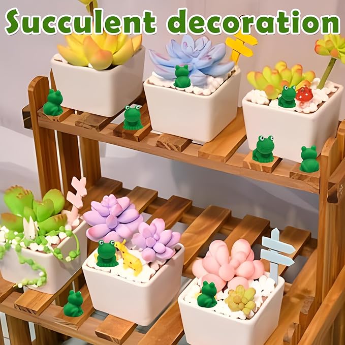 80Pcs Mini Frogs Resin Tiny Frogs Miniature Decoration Figurines Ducks Dollhouse Garden Decor Plastic Mini Animals Micro Landscape Ornament Cake DIY Craft