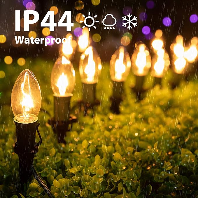 C9 Christmas Lights Outdoor, 25.7 Ft 20 Bulbs Christmas Pathway Lights, Waterproof Walkway Lights for Outside Driveway Sidewalk Outdoor Christmas Decorations Yard, Clear