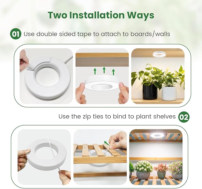 Ceiling Grow Lights for Indoor Plants, 192 LEDs Full Spectrum Plant Lights for Indoor Growing with 6/12/16H Timer, Cable Clips for Tidy Setup, 3.54" Grow Lamp for Small Plants (4-Head)