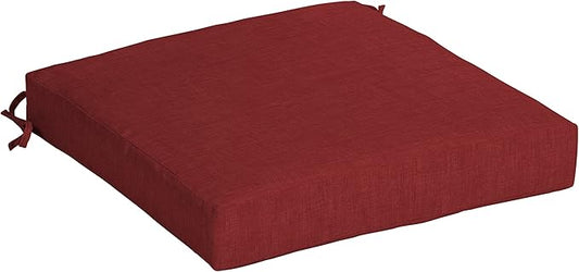 Arden Seat Cushion, 21 x 21, Rain-Proof, Fade Resistant, Cushion for Patio Dining, Adirondack, and Outdoor Chairs Ruby Red Leala