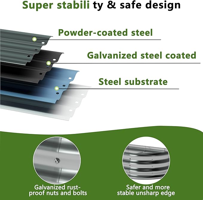 4x2x1ft(2 Pack) Oval Galvanized Raised Garden Bed,Outdoor Planter Box Metal Patio Kit Planting Bed for Vegetables Flowers and Succulents