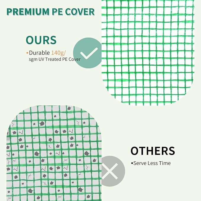 EAGLE PEAK 8x6 Portable Walk-in Greenhouse, Pop-up Indoor Outdoor Garden Green House, Zippered Door and Window, PE Cover, Green