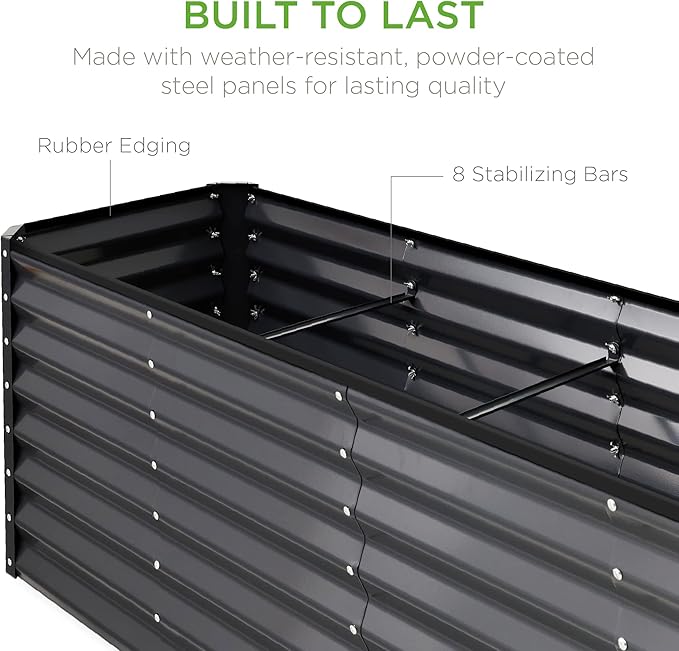 Best Choice Products 8x2x2ft Outdoor Metal Raised Garden Bed, Rectangular Deep Root Planter Box for Vegetables, Flowers, Herbs, and Succulents w/ 239 Gallon Capacity - Gray