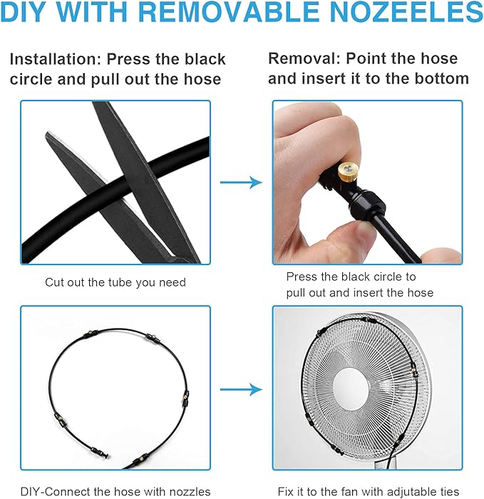 Bonviee Misters for Outside Patio, 100FT Misting Cooling System for Patio, 100FT (30M) Misting Line+28 Mist Nozzles+3/4" Brass Adapter, Pre-Assembled Garden & Greenhouse Watering System