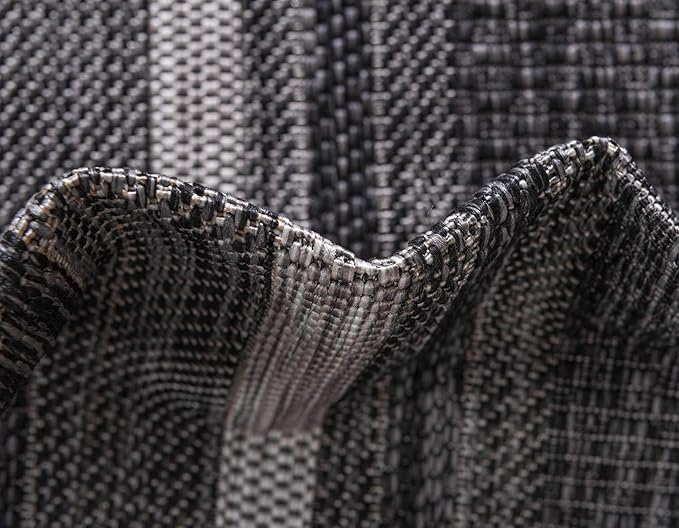 Unique Loom Outdoor Border Collection Area Rug - Soft Border (5' 3" x 8' Rectangle, Black/ Ivory)