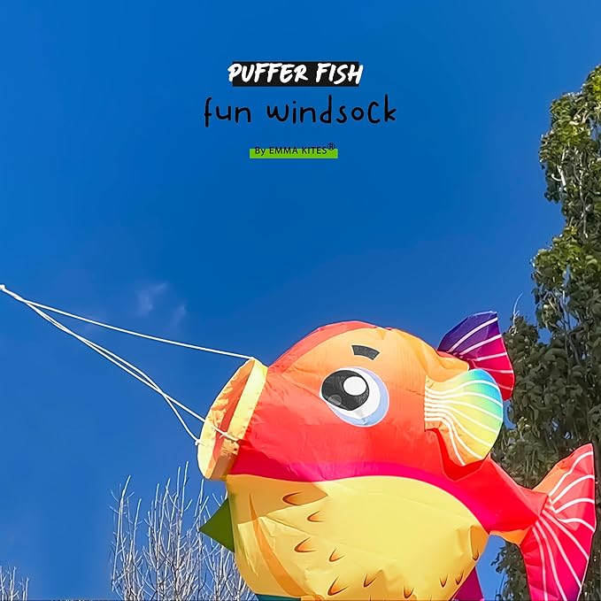 emma kites Puffer Fish Windsock Hanging Décor for Garden Backyard Balcony Porch Party Campsite Decoration 29-INCH