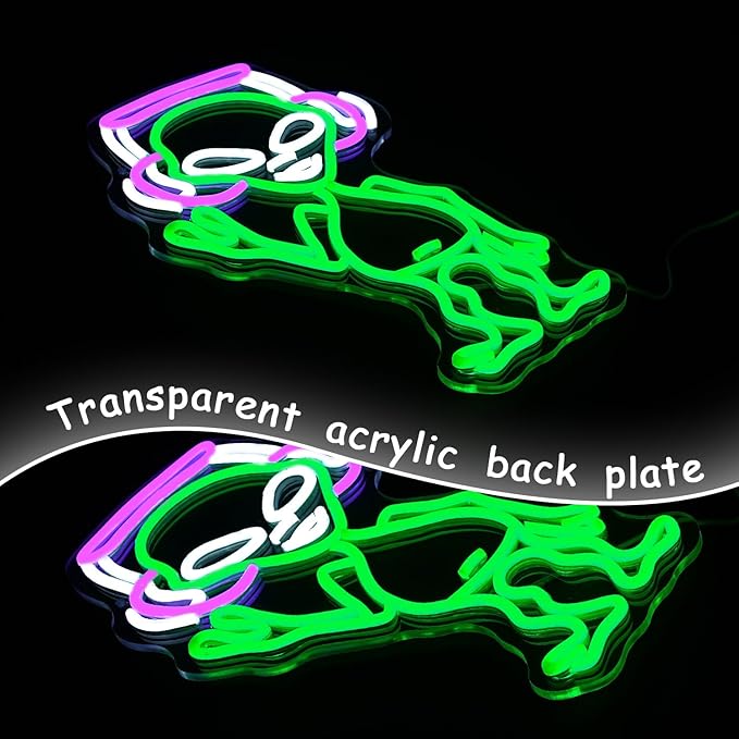 Alien Neon Sign for Wall Decor - Green Music Neon Light Dimmable Cool LED Light Up Sign for Music Studio, Game Room, Party, Bar, Man Cave Decoration