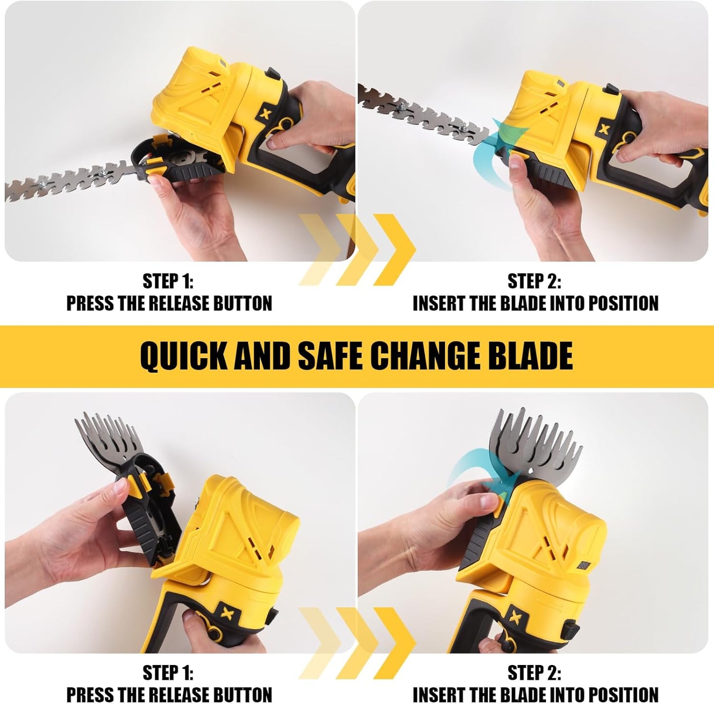 Cordless Hedge Trimmer, Grass Trimmer, 2 in 1 Handheld Electric Bush Trimmer Compatible with Dewalt 20v Battery (No Battery), Grass Trimmer, Bush Trimmer & Grass Shears