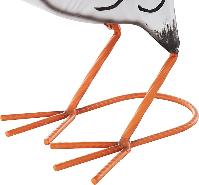 Deco 79 Metal Rooster Decorative Garden Sculpture Garden Statue with Black and Red Accents, Outdoor Sculpture 6" x 16" x 18", White