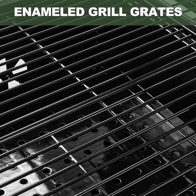 Charcoal Grills, Large Outdoor BBQ Grill Offset Smoker with Side Table Heavy Duty Outside Barbecue Grills Cooking Backyard Patio (Enamel Grill Grate)