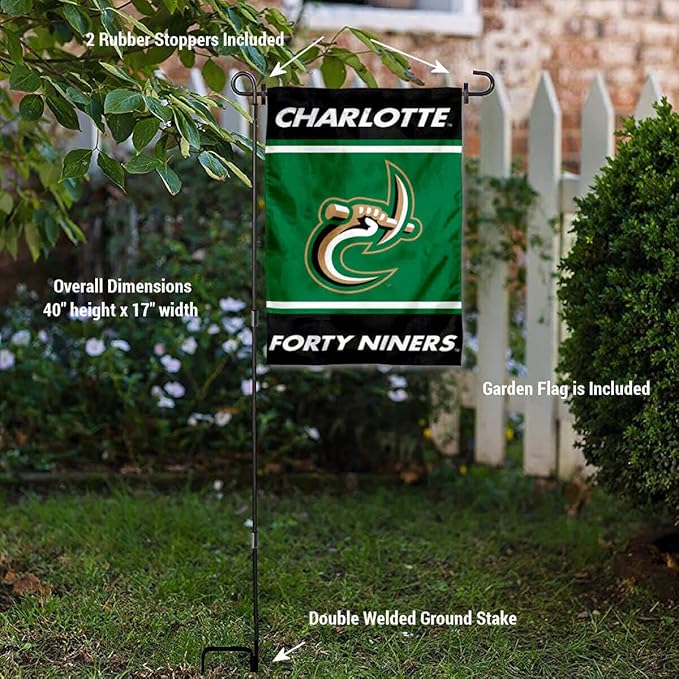 College Flags & Banners Co. Charlotte 49ers Garden Flag with Stand Holder
