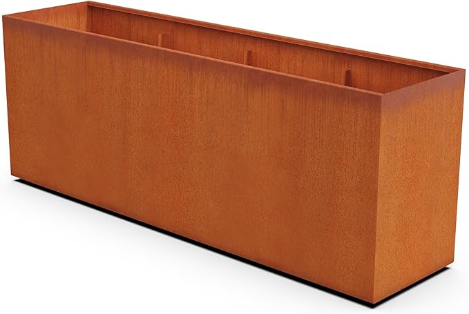 Corten Steel Planter Rectangle Outdoor Metal Garden Box Heavy Duty | Made in USA | Fully Assembled