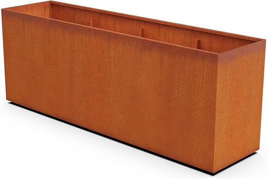 Corten Steel Planter Rectangle Outdoor Metal Garden Box Heavy Duty | Made in USA | Fully Assembled