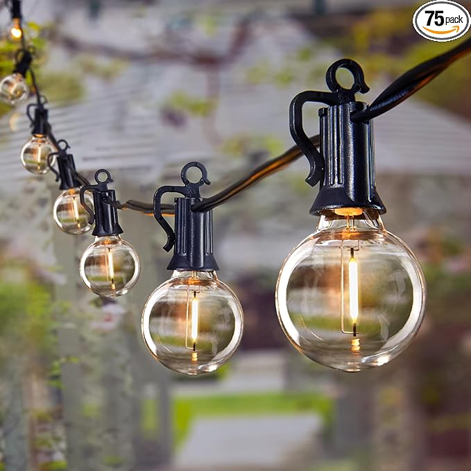 Brightown LED Outdoor String Lights - 150FT Patio Lights with 75 Shatterproof Clear Dimmable Edison Bulbs, Waterproof Connectable Hanging Lights for Outside Backyard Porch Party Christmas Decoration