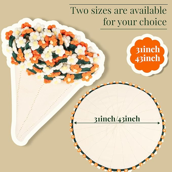 Daisy Crochet Flowers Bouquet Blanket-Birthday Gifts For Mom-Friend Gifts For Women-Birthday Graduation Gifts for Teen, Sister, Daughter, Friend, Teacher-Knitted Throw Blankets Home Decor 43 Inches