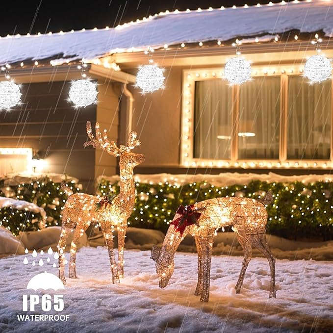 Christmas String Lights Outdoors,4 Pack 7.95" Sphere Lights,Ball Tree Garden Globe Lights for Home, Party, Christmas, Porch Patio,Wedding, Garden,Tree Decoration with Plug