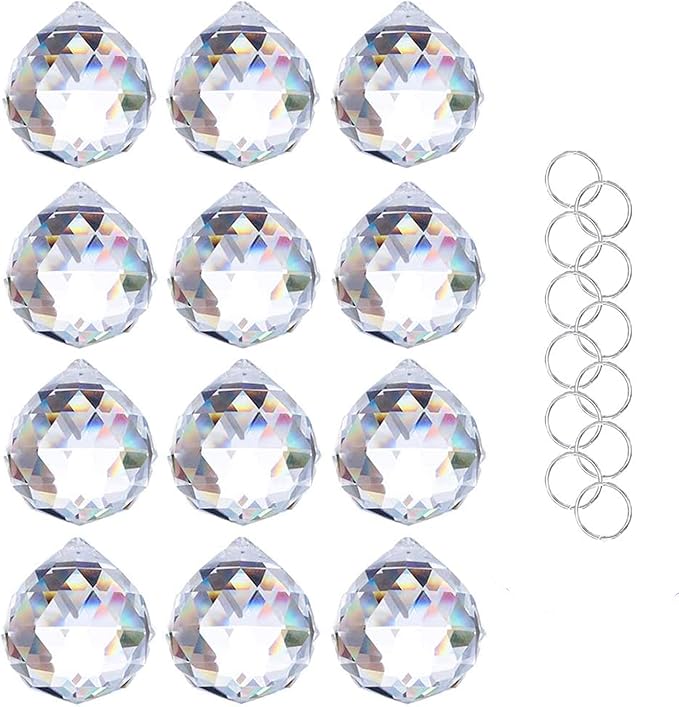Crystalsuncatcher Clear Glass Crystal Ball Prism Feng Shui Lamp Hanging Drop Chandelier Pendants Suncatchers Pack of 12 pcs(20mm)