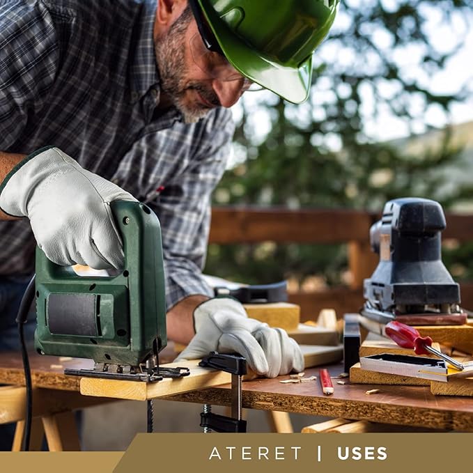 ATERET 36 Pairs Large Heavy Duty Durable Cowhide Leather Work Gloves I Driver Gloves for Truck Driving, Warehouse, Gardening, Farming