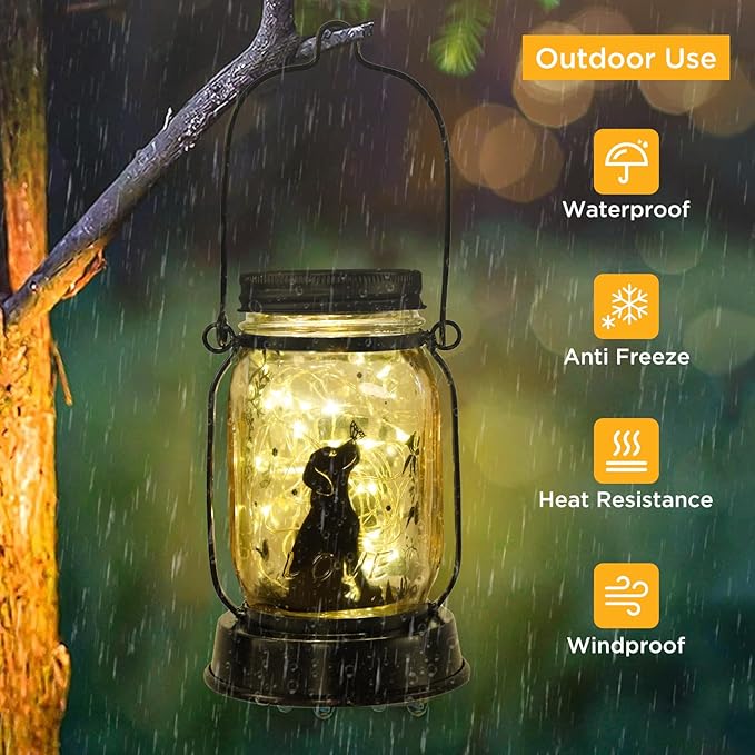 Dog Solar Lanterns Dog Lover Gifts for Women Men Dog Lovers Gifts Hanging Dog Lanterns with Stake for Yard Lawn Garden Decor Waterproof Dog Lights