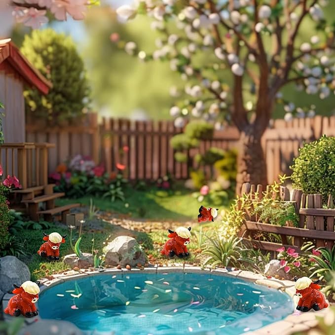 50 Pcs Mini Highland Cow Statues Highland Cow Decor Cute Highland Cow Figurine Handmade Resin Cow Sculpture Ornament for Decorations Home Kitchen Garden