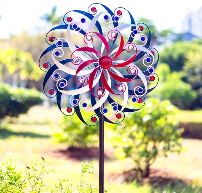 DREAMYSOUL Large Wind Spinners 20" Dia, Metal Patriotic Wind Sculpture Spinner Yard Art for Outdoor Garden Patio Decor