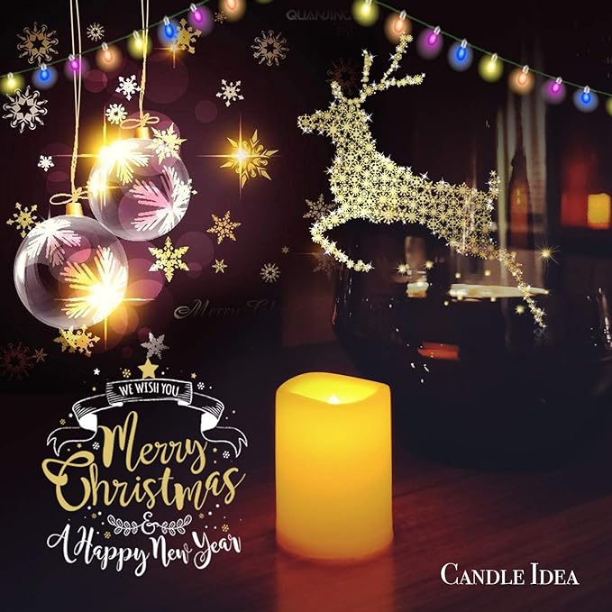 6 PCS Led Flickering Flameless Votive Tea Lights Candles with Remote Control Battery Operated/Electric Outdoor Tealights Timer Candle for Christmas,Xmas Decorations (Batteries Included) 200Hours